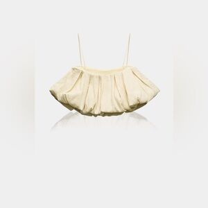 Zara Cream Ruched Puff Cropped Tank Top New